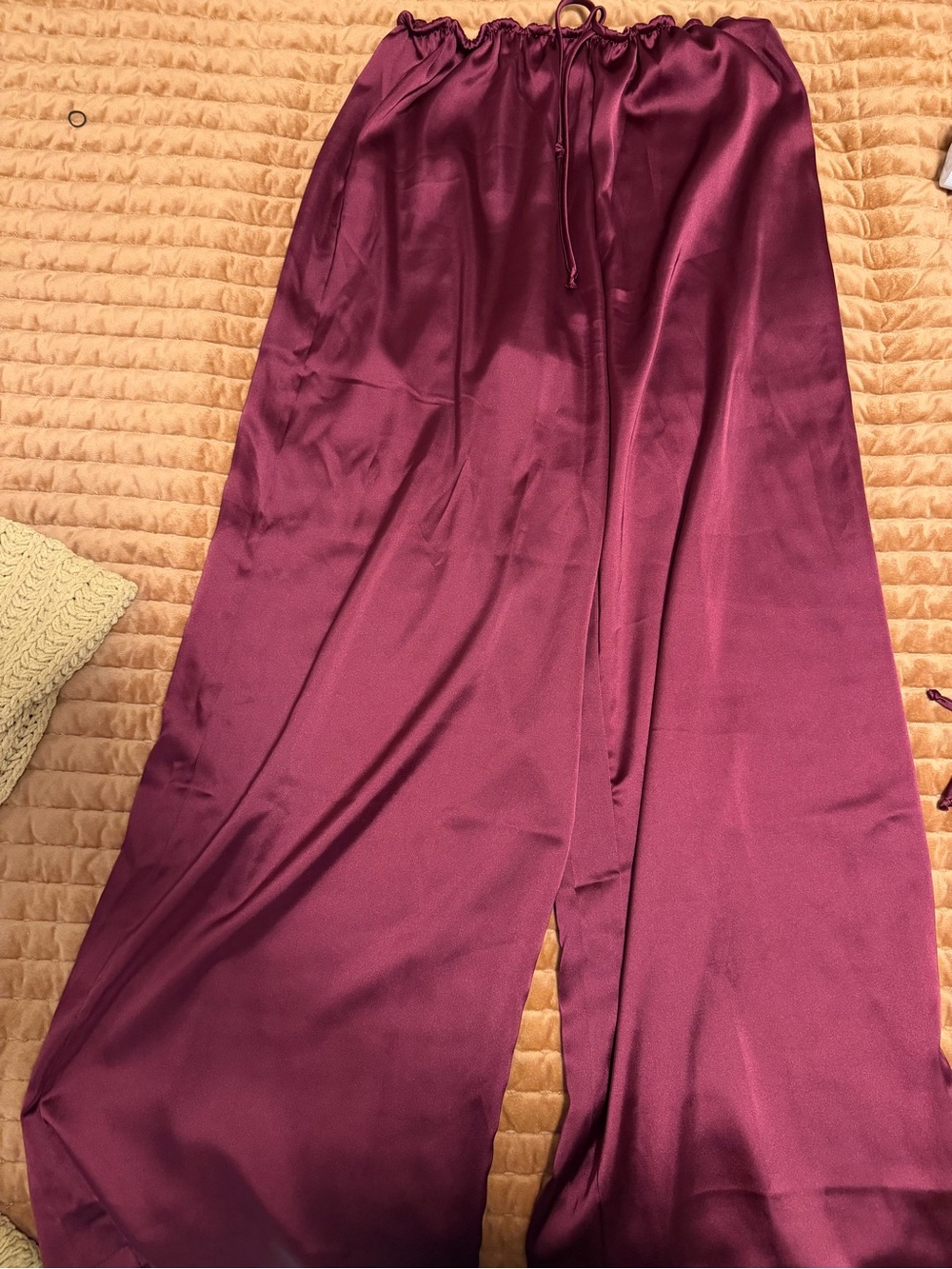 Fashion Nova Burgundy Satin Wide-Leg Two Piece Set - Picture 3 of 3